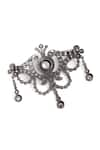 Cosa Nostraa_Grey Glass Stones Antique Marvel Embellished Brooch _at_Aza_Fashions