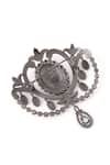 Cosa Nostraa_Grey Glass Stones Dainty Delight Embellished Brooch _at_Aza_Fashions