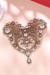 Shop_Cosa Nostraa_Gold Crystals Victorian Heart Brooch _at_Aza_Fashions