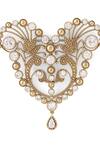 Shop_Cosa Nostraa_Gold Crystals Victorian Heart Brooch _Online_at_Aza_Fashions