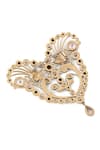 Cosa Nostraa_Gold Crystals Victorian Heart Brooch _at_Aza_Fashions