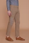 Shop_Lacquer Embassy_Brown Cotton Placement Patch Work Gingham Jacrone Trouser  _Online_at_Aza_Fashions