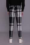 Shop_Lacquer Embassy_Black Brushed Flannel Chequered Montage Pattern Trouser  _at_Aza_Fashions