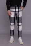 Buy_Lacquer Embassy_Black Brushed Flannel Chequered Montage Pattern Trouser  _Online_at_Aza_Fashions