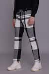 Shop_Lacquer Embassy_Black Brushed Flannel Chequered Montage Pattern Trouser  _Online_at_Aza_Fashions