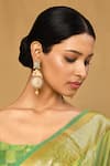 Buy_Anjali Jain_Gold Plated Bead Peacock Carved Earrings _at_Aza_Fashions