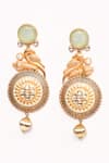 Buy_Anjali Jain_Gold Plated Bead Peacock Carved Earrings _Online_at_Aza_Fashions