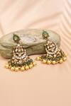 Shop_Anjali Jain_Green Pearls Embellished Chandbali Earrings _at_Aza_Fashions