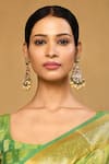 Anjali Jain_Green Pearls Embellished Chandbali Earrings _Online_at_Aza_Fashions