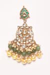 Shop_Anjali Jain_Green Pearls Embellished Chandbali Earrings _Online_at_Aza_Fashions