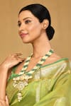 Buy_Anjali Jain_Green Pearls Enamelled Kundan Pendant Necklace _at_Aza_Fashions