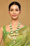 Anjali Jain_Green Pearls Enamelled Kundan Pendant Necklace _Online_at_Aza_Fashions