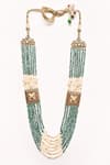 Buy_Anjali Jain_Blue Turquoise Stone And Pearl Embellished Necklace _Online_at_Aza_Fashions