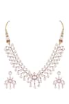 Buy_Auraa Trends_Red Zari, Diamonds Embellished Necklace Set _Online_at_Aza_Fashions