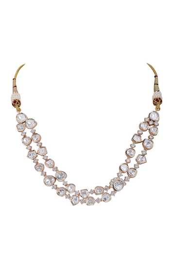 Buy_Auraa Trends_Gold Plated Stones Embellished Layered Necklace Set _Online_at_Aza_Fashions