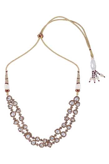 Shop_Auraa Trends_Gold Plated Stones Embellished Layered Necklace Set _Online_at_Aza_Fashions