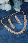 Shop_Auraa Trends_Gold Plated Diamonds, Stones Kundan Embellished Necklace Set _at_Aza_Fashions