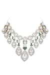 Buy_Auraa Trends_Green Zircons Embellished Layered Necklace Set _Online_at_Aza_Fashions