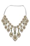 Shop_Auraa Trends_Green Zircons Embellished Layered Necklace Set _Online_at_Aza_Fashions