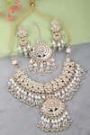 Shop_Auraa Trends_Gold Plated Imitation Diamonds Kundan Work Choker Necklace Set _at_Aza_Fashions