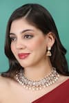 Buy_Auraa Trends_Gold Plated Diamonds, Pearls, Stones Embellished Choker Necklace Set _at_Aza_Fashions