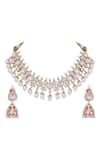 Auraa Trends_Gold Plated Diamonds, Pearls, Stones Embellished Choker Necklace Set _Online_at_Aza_Fashions