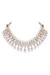 Auraa Trends_Gold Plated Diamonds, Pearls, Stones Embellished Choker Necklace Set _at_Aza_Fashions
