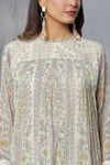 Aksh_Ivory Georgette Printed Kantha Round Kurta Sharara Set _Online_at_Aza_Fashions