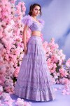 Buy_Amit GT_Purple Tulle Hand Embroidered Artemis Sequin Lehenga And Blouse Set _at_Aza_Fashions