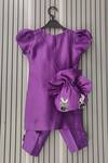 Shop_House Of Tushaom_Purple Chanderi Silk, Net Pearls, Sequins, Bunny Embroidered Kurta And Pant Set _at_Aza_Fashions