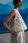 Shop_AHMEV_Ivory Top Chanderi Printed Abstract Boat Neck Calantha Pleated _Online_at_Aza_Fashions