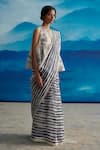 Buy_AHMEV_Ivory Chanderi Printed Stripe Willow Saree _Online_at_Aza_Fashions