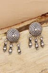 Buy Sangeeta Boochra Silver Plated Crystals Glint Ghungroo Oxidised Carved Drop Earrings at Aza Fashions Buy_Sangeeta Boochra_Silver Plated Crystals Glint Ghungroo Oxidised Carved Drop Earrings _at_Aza_Fashions