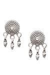 Shop Sangeeta Boochra Silver Plated Crystals Glint Ghungroo Oxidised Carved Drop Earrings at Aza Fashions Shop_Sangeeta Boochra_Silver Plated Crystals Glint Ghungroo Oxidised Carved Drop Earrings _at_Aza_Fashions