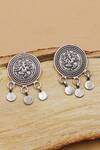 Buy Sangeeta Boochra Silver Plated Cut Work Lord Ganesha Oxidised Carved Coin Drop Earrings at Aza Fashions Buy_Sangeeta Boochra_Silver Plated Cut Work Lord Ganesha Oxidised Carved Coin Drop Earrings _at_Aza_Fashions