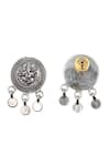 Sangeeta Boochra Silver Plated Cut Work Lord Ganesha Oxidised Carved Coin Drop Earrings Online at Aza Fashions Sangeeta Boochra_Silver Plated Cut Work Lord Ganesha Oxidised Carved Coin Drop Earrings _Online_at_Aza_Fashions