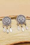 Buy_Sangeeta Boochra_Silver Plated Lord Ganesha Oxidised Carved Leaflet Drop Earrings _at_Aza_Fashions