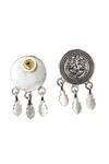 Sangeeta Boochra_Silver Plated Lord Ganesha Oxidised Carved Leaflet Drop Earrings _Online_at_Aza_Fashions