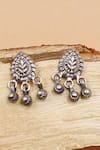 Buy_Sangeeta Boochra_Silver Plated Cut Work Carved Glorious Leaflet Oxidised Drop Earrings _at_Aza_Fashions