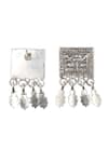 Sangeeta Boochra_Silver Plated Cut Work Carved Plumeria Oxidised Leaf Drop Earrings _Online_at_Aza_Fashions