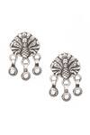 Shop Sangeeta Boochra Silver Plated Cut Work Tribal Carved Dangling Earrings at Aza Fashions Shop_Sangeeta Boochra_Silver Plated Cut Work Tribal Carved Dangling Earrings _at_Aza_Fashions