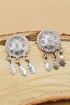 Buy_Sangeeta Boochra_Silver Plated Circular Carved Oxidised Dangler Earrings _at_Aza_Fashions