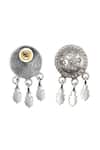 Sangeeta Boochra_Silver Plated Circular Carved Oxidised Dangler Earrings _Online_at_Aza_Fashions