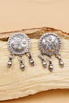 Buy_Sangeeta Boochra_Silver Plated Cut Work Carved Circular Dangler Earrings _at_Aza_Fashions