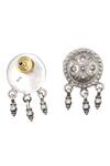 Sangeeta Boochra_Silver Plated Cut Work Carved Circular Dangler Earrings _Online_at_Aza_Fashions