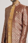 Shop_Aryavir Malhotra_Maroon Jacket Brocade Woven Floral Pattern With Sherwani _Online_at_Aza_Fashions