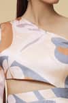 Shop_Naintara Bajaj_Multi Color Modal Silk Floral One Shoulder Cascade Delight Pattern Dress_Online_at_Aza_Fashions