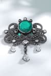 Shop_Cosa Nostraa_Grey Glass Stone Ethnic Magic Brooch _at_Aza_Fashions