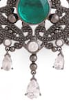 Cosa Nostraa_Grey Glass Stone Ethnic Magic Brooch _at_Aza_Fashions