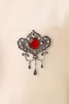 Cosa Nostraa_Grey Glass Stone Marvel Embellished Brooch _Online_at_Aza_Fashions